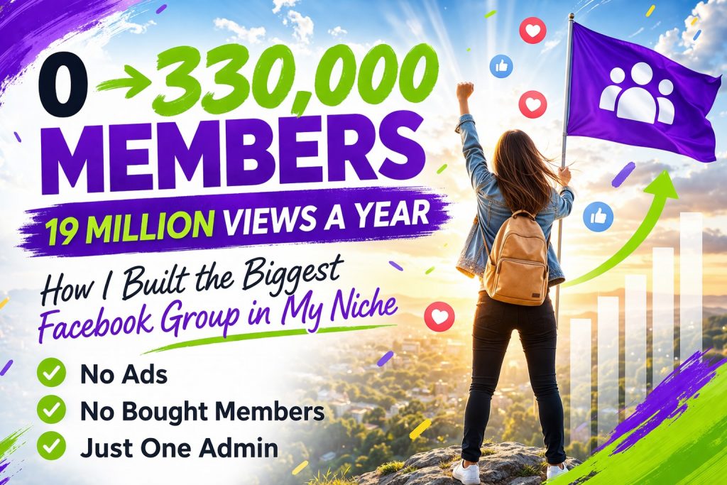 Facebook group growth from 0 to 330,000 members in 3 years with no ads as solo admin
