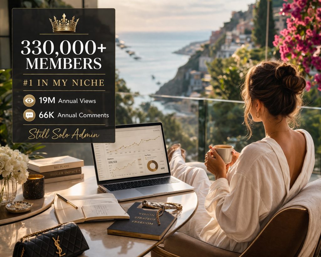 Facebook group achievement reaching 330,000 members as number one in niche